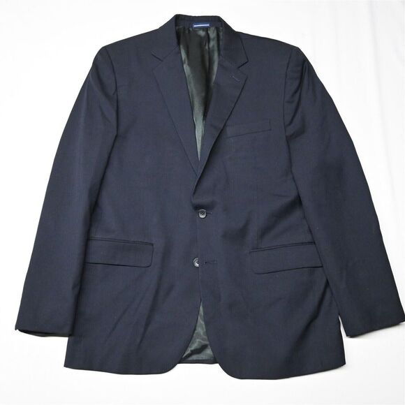 Stafford 44L Navy Blue 100% Wool‎ Classic Fit Mens Blazer Suit Jacket Sport Coat - Picture 1 of 12